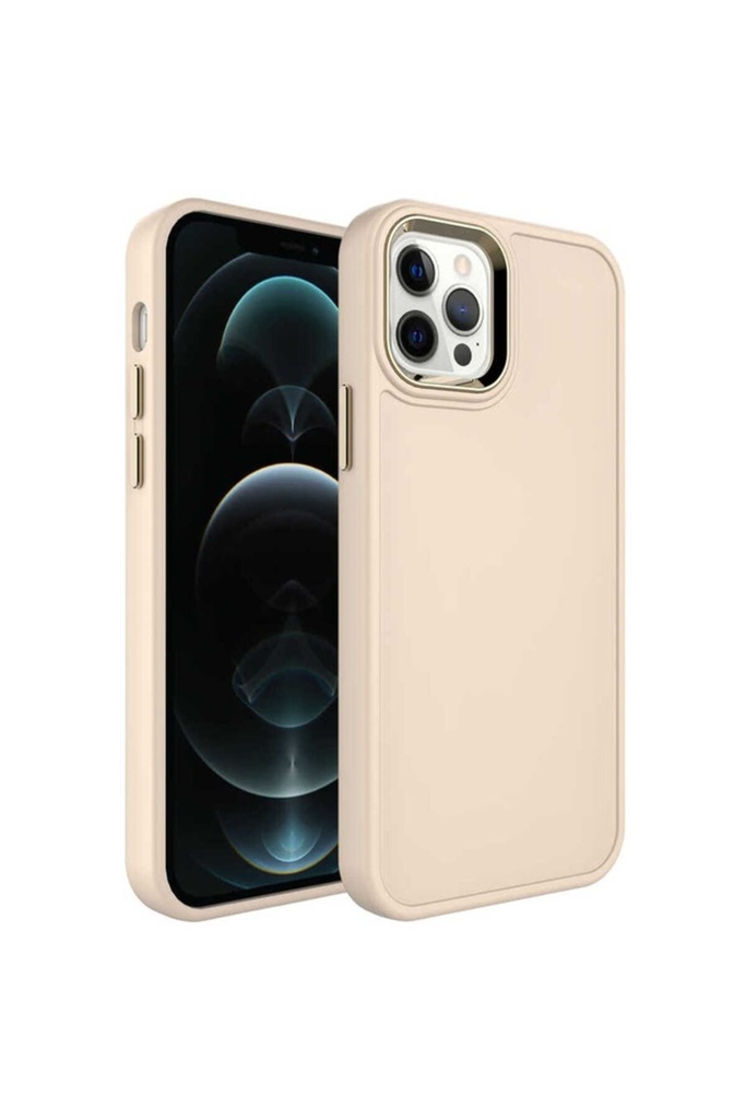 Apple iPhone 12 Pro Uyumlu Kılıf Metal Çerçeve ve Buton Tasarımlı Sert Zore Botox Kapak