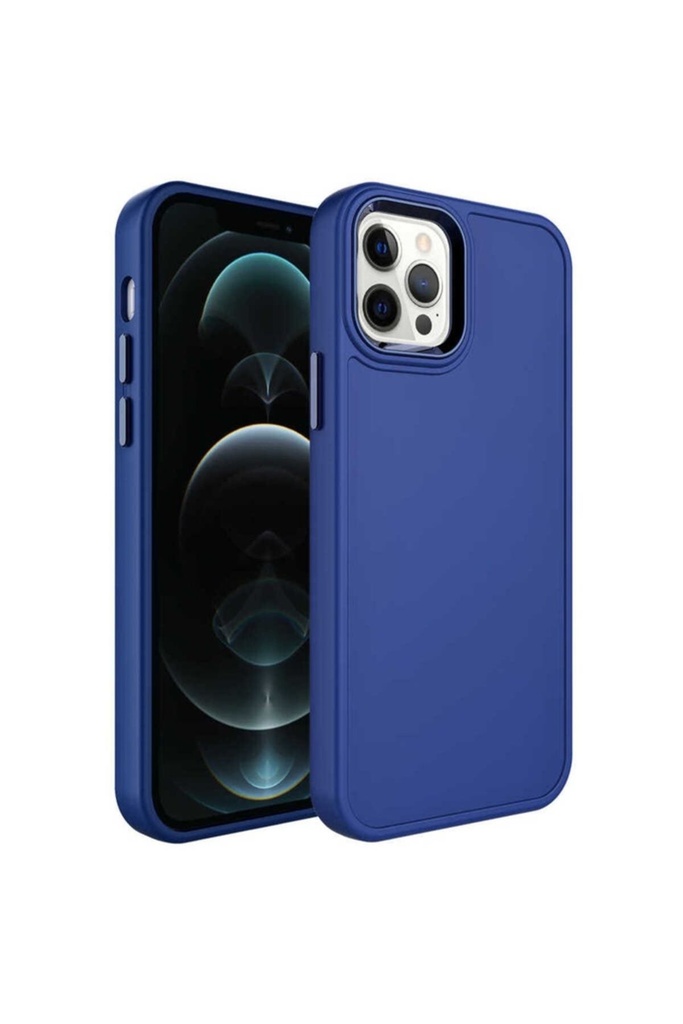 Apple iPhone 12 Pro Uyumlu Kılıf Metal Çerçeve ve Buton Tasarımlı Sert Zore Botox Kapak