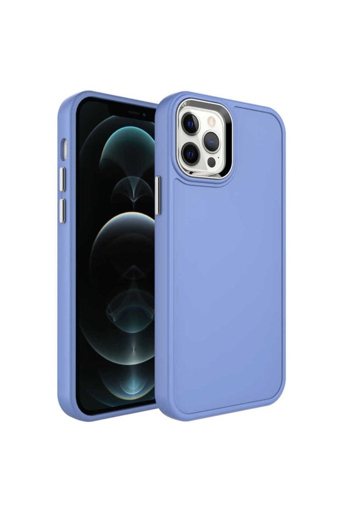 Apple iPhone 12 Pro Uyumlu Kılıf Metal Çerçeve ve Buton Tasarımlı Sert Zore Botox Kapak