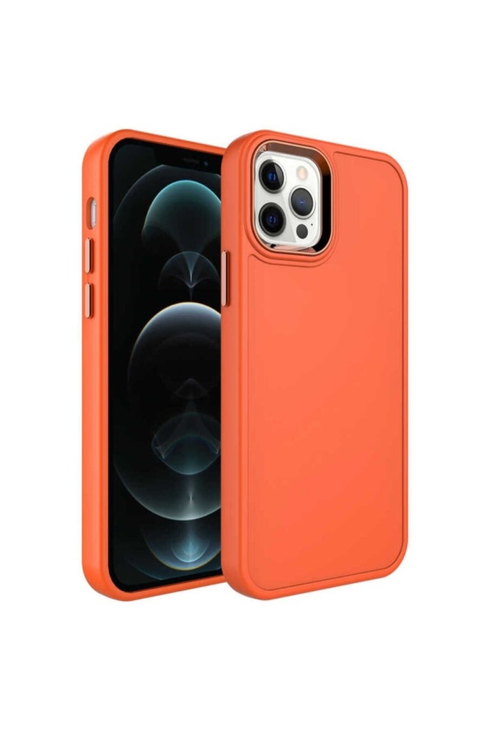 Apple iPhone 12 Pro Uyumlu Kılıf Metal Çerçeve ve Buton Tasarımlı Sert Zore Botox Kapak