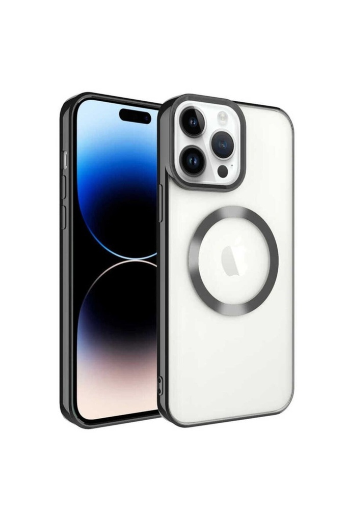 [RNZ-TA79597] Apple iPhone 14 Pro Uyumlu Kılıf M-safe Wireless Şarj Özellikli Zore Setro Silikon (Siyah)