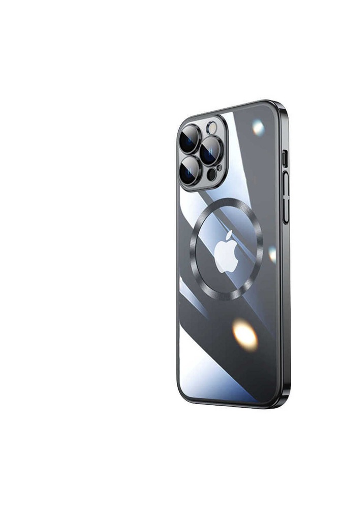 [RNZ-TA80804] Apple iPhone 14 Pro Uyumlu Kılıf Wireless Şarj Özellikli Sert PC Zore Riksos M-safe Kapak (Siyah)