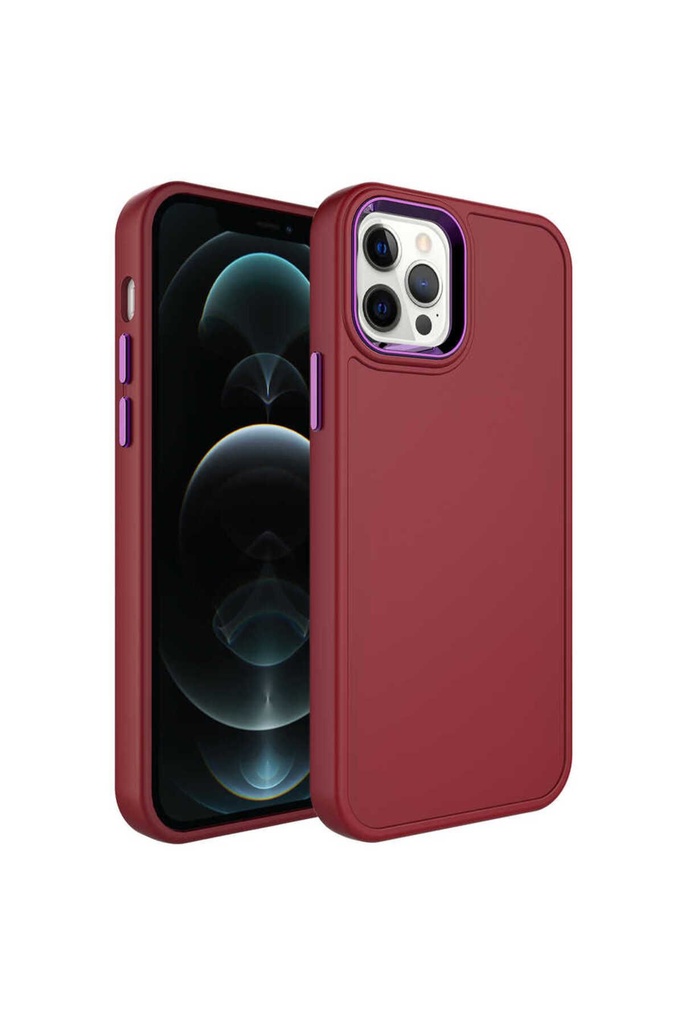 Apple iPhone 12 Pro Max Uyumlu Kılıf Metal Çerçeve ve Buton Tasarımlı Sert Zore Botox Kapak