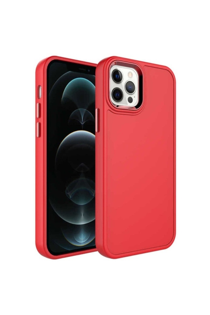 Apple iPhone 12 Pro Max Uyumlu Kılıf Metal Çerçeve ve Buton Tasarımlı Sert Zore Botox Kapak