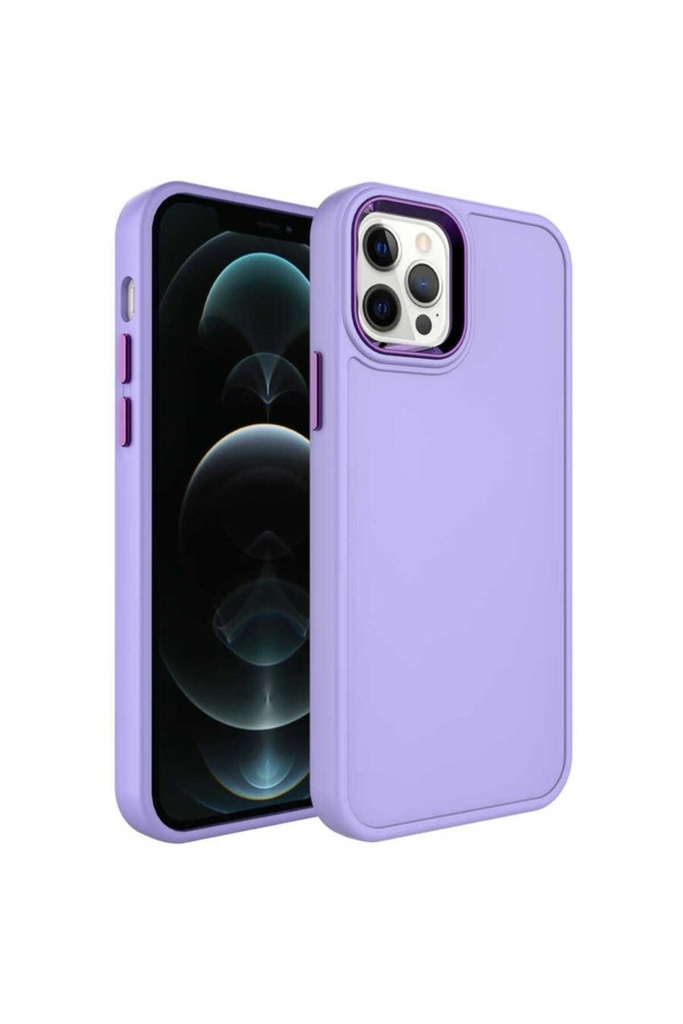 Apple iPhone 12 Pro Max Uyumlu Kılıf Metal Çerçeve ve Buton Tasarımlı Sert Zore Botox Kapak