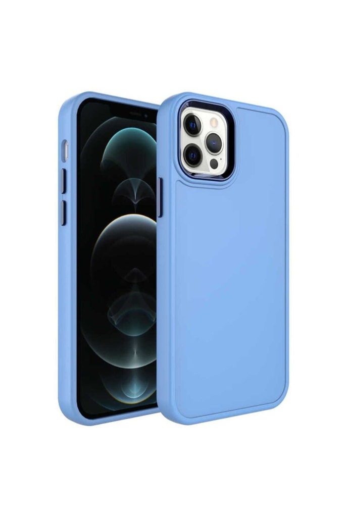 Apple iPhone 12 Pro Max Uyumlu Kılıf Metal Çerçeve ve Buton Tasarımlı Sert Zore Botox Kapak