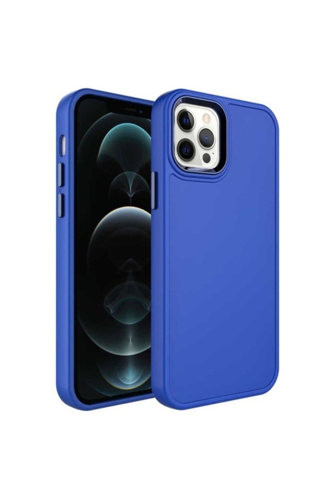 Apple iPhone 12 Pro Max Uyumlu Kılıf Metal Çerçeve ve Buton Tasarımlı Sert Zore Botox Kapak