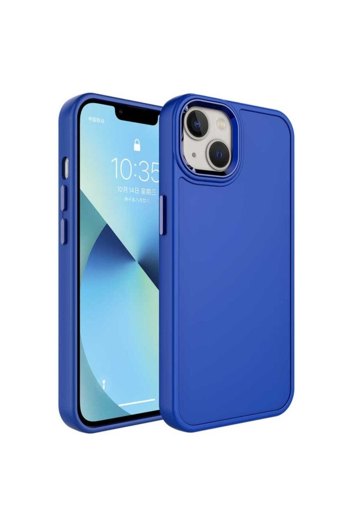 Apple iPhone 13 Uyumlu Kılıf Metal Çerçeve ve Buton Tasarımlı Sert Zore Botox Kapak