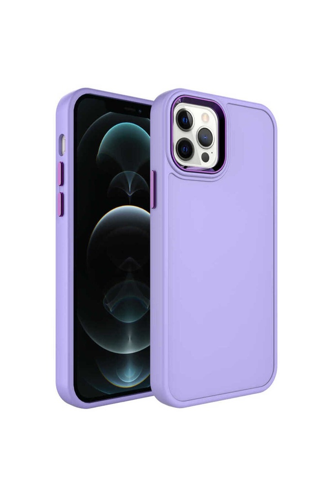 Apple iPhone 13 Pro Uyumlu Kılıf Metal Çerçeve ve Buton Tasarımlı Sert Zore Botox Kapak