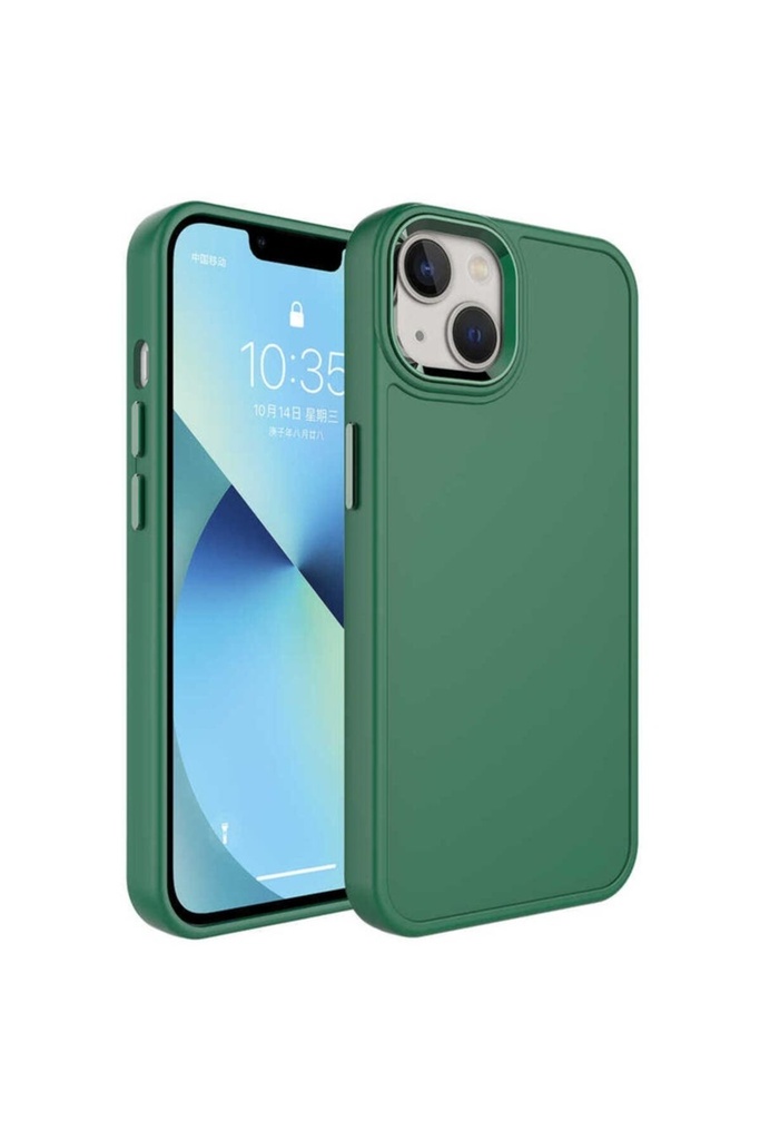 Apple iPhone 14 Uyumlu Kılıf Metal Çerçeve ve Buton Tasarımlı Sert Zore Botox Kapak