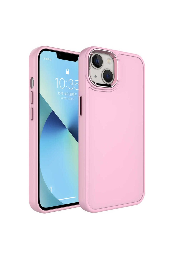 Apple iPhone 14 Uyumlu Kılıf Metal Çerçeve ve Buton Tasarımlı Sert Zore Botox Kapak