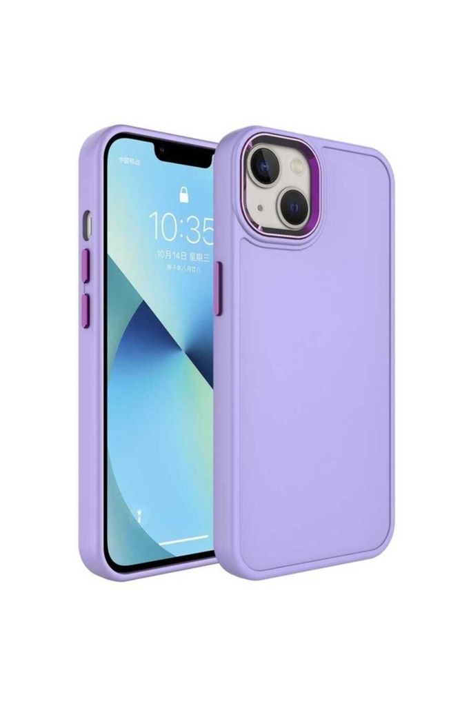Apple iPhone 14 Plus Uyumlu Kılıf Metal Çerçeve ve Buton Tasarımlı Sert Zore Botox Kapak