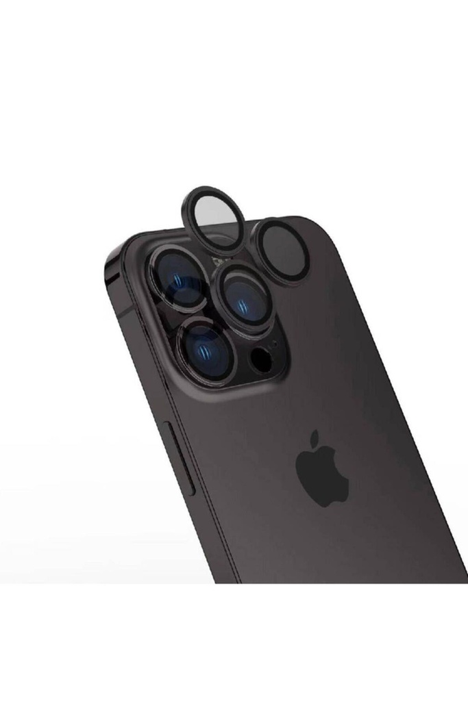 [RNZ-TA96860] Apple iPhone 15 Pro Max Uyumlu Zore Safir CL-15 Parmak İzi Bırakmayan Anti-Reflective Kamera Lens Koruyucu (Siyah)