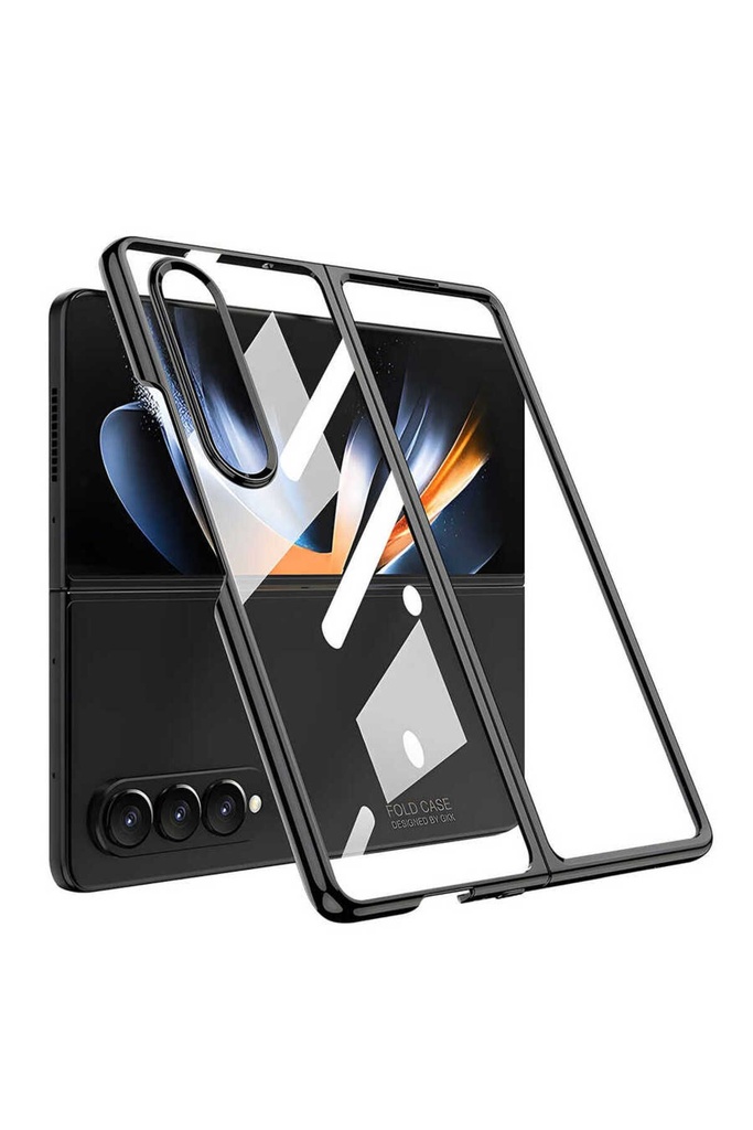 [RNZ-TA78707] Samsung Galaxy Z Fold 4 Uyumlu Kılıf Zore Full Camlı Kıpta Kapak (Siyah)