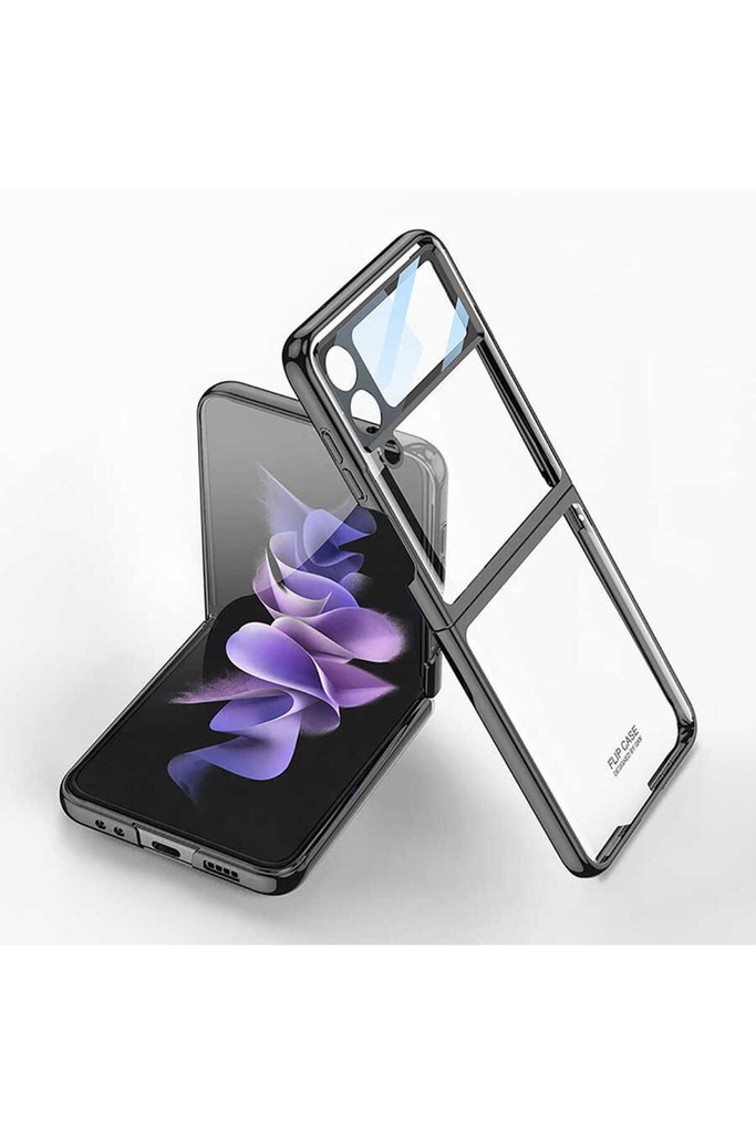 [RNZ-TA79703] Samsung Galaxy Z Flip 4 Uyumlu Kılıf Zore Kıpta Lensli Kapak (Siyah)