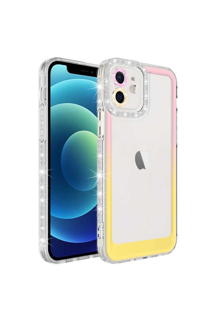 Apple iPhone 11 Uyumlu Kılıf Simli ve Renk Geçiş Tasarımlı Lens Korumalı Zore Park Kapak