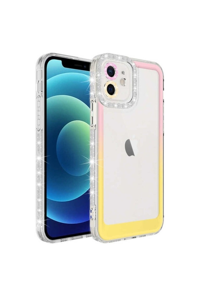 Apple iPhone 12 Uyumlu Kılıf Simli ve Renk Geçiş Tasarımlı Lens Korumalı Zore Park Kapak