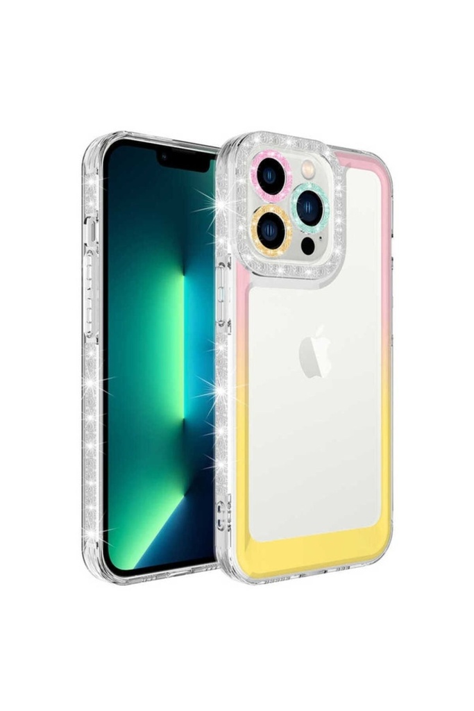 Apple iPhone 13 Pro Max Uyumlu Kılıf Simli ve Renk Geçiş Tasarımlı Lens Korumalı Zore Park Kapak