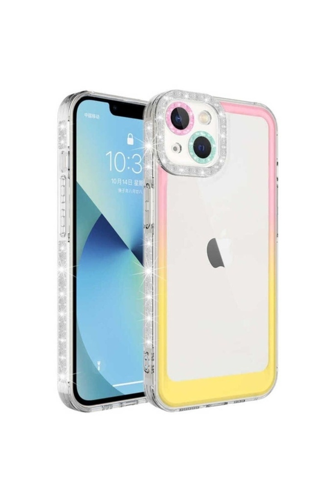 Apple iPhone 14 Plus Uyumlu Kılıf Simli ve Renk Geçiş Tasarımlı Lens Korumalı Zore Park Kapak