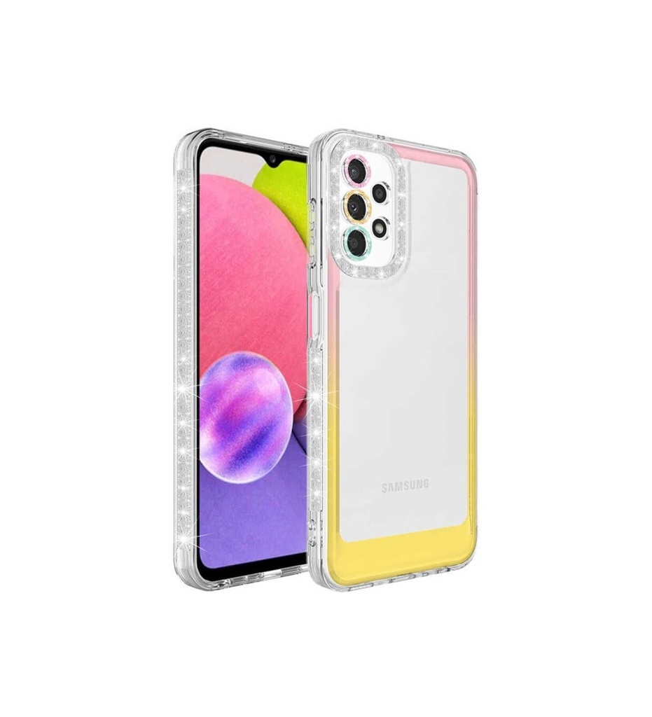 Samsung Galaxy A53 5G Uyumlu Kılıf Simli ve Renk Geçiş Tasarımlı Lens Korumalı Zore Park Kapak