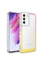 Samsung Galaxy S21 FE Uyumlu Kılıf Simli ve Renk Geçiş Tasarımlı Lens Korumalı Zore Park Kapak