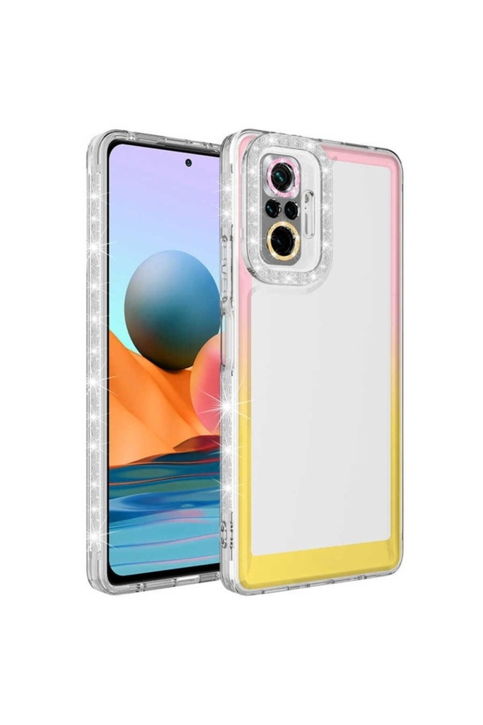 Xiaomi Redmi Note 10 Pro Uyumlu Kılıf Simli ve Renk Geçiş Tasarımlı Lens Korumalı Zore Park Kapak