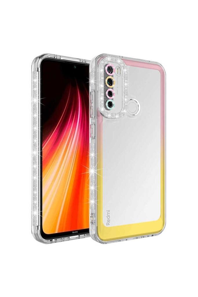 Xiaomi Redmi Note 8 Uyumlu Kılıf Simli ve Renk Geçiş Tasarımlı Lens Korumalı Zore Park Kapak