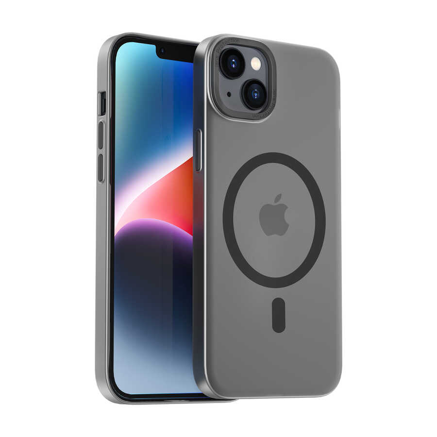 [RNZ-TA79133] Apple iPhone 14 Plus Uyumlu Wiwu Frosted Magnetic Buzlu Sert PC Kapak (Siyah)
