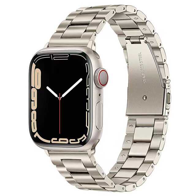 Apple Watch Ultra 49mm Uyumlu Kordon Paslanmaz Metal Baklalı Tasarım KRD-04 Kayış
