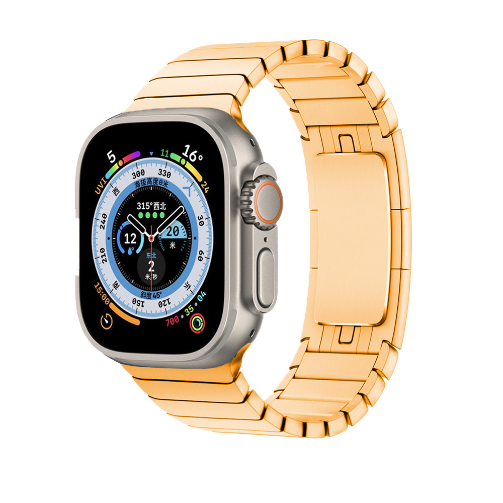 Apple Watch Ultra 49mm Uyumlu Kordon Paslanmaz Çelik Luxury Metal KRD-35 Kayış
