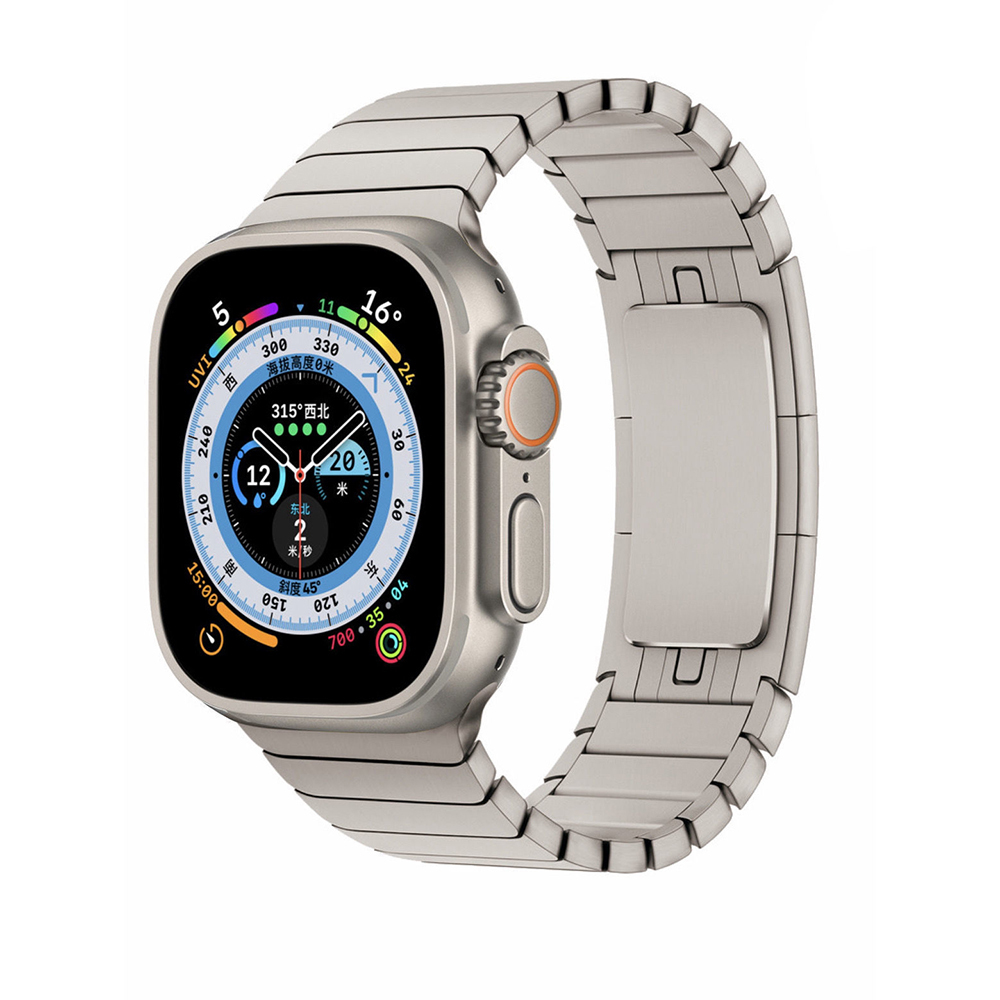Apple Watch Ultra 49mm Uyumlu Kordon Paslanmaz Çelik Luxury Metal KRD-35 Kayış