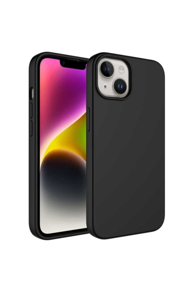 [RNZ-TA79647] Apple iPhone 14 Uyumlu Kılıf Sıvı Teknolojili Silinebilir Sert Zore Kivi Kapak (Siyah)