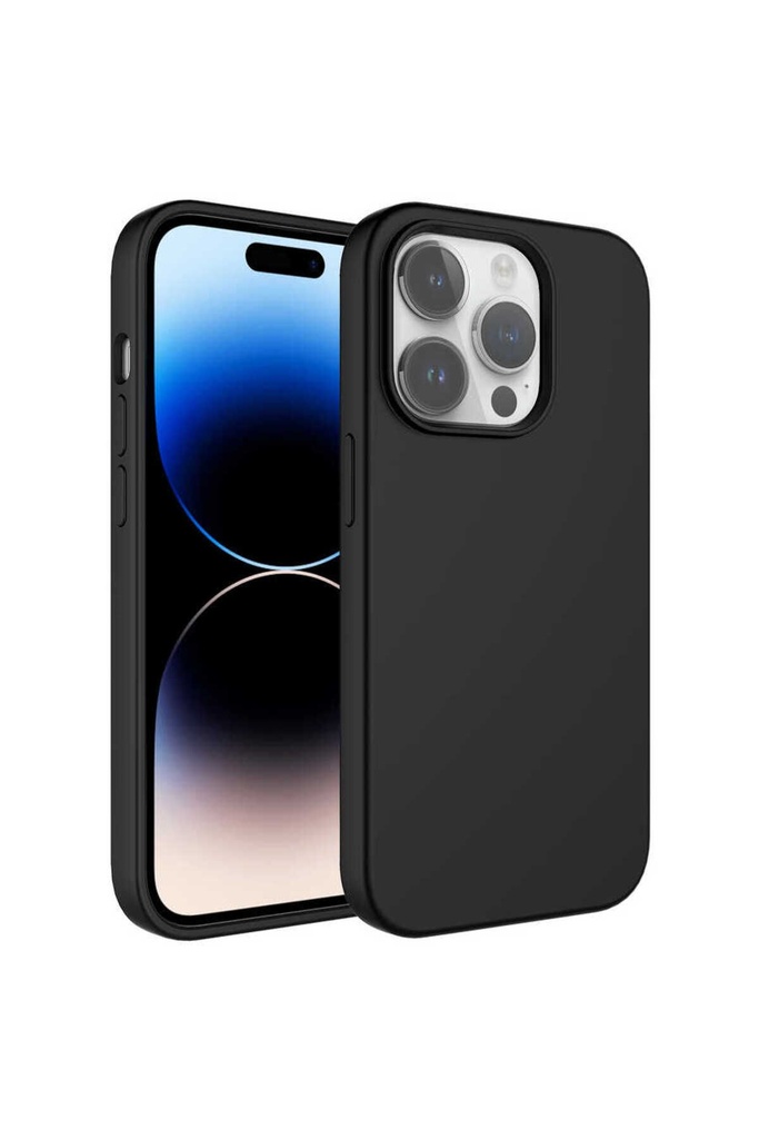 [RNZ-TA79682] Apple iPhone 14 Pro Max Uyumlu Kılıf Sıvı Teknolojili Silinebilir Sert Zore Kivi Kapak (Siyah)
