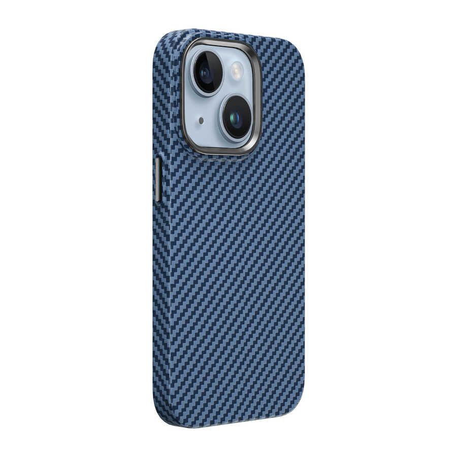 Apple iPhone 14 Plus Uyumlu Kılıf ​​​​​Wiwu Karbon Fiber Görünümlü M-safe Wireless Şarj Özellikli Kabon Kapak