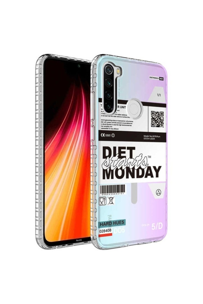 Xiaomi Redmi Note 8 Uyumlu Kılıf Airbag Kenarlı Renkli Desenli Silikon Zore Elegans Kapak