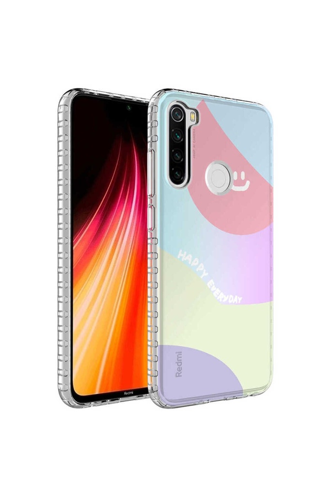 Xiaomi Redmi Note 8 Uyumlu Kılıf Airbag Kenarlı Renkli Desenli Silikon Zore Elegans Kapak