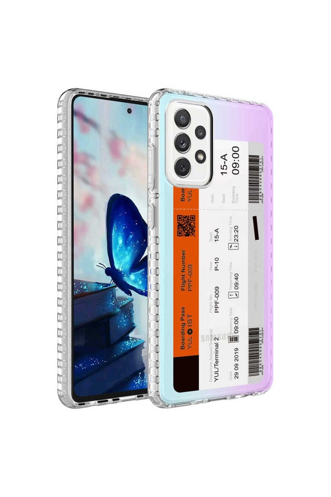 Samsung Galaxy A32 4G Uyumlu Kılıf Airbag Kenarlı Renkli Desenli Silikon Zore Elegans Kapak