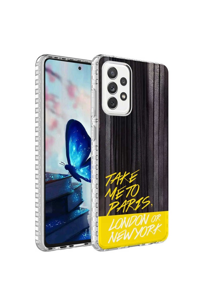 Samsung Galaxy A23 Uyumlu Kılıf Airbag Kenarlı Renkli Desenli Silikon Zore Elegans Kapak