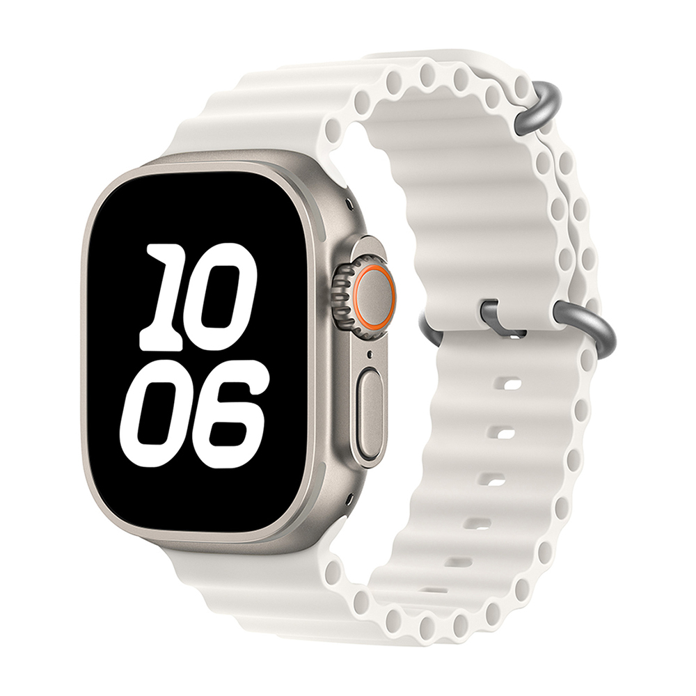 Apple Watch Ultra 49mm Uyumlu Kordon Ocean Silikon Yumuşak Esnek Metal Tokalı Zore KRD-75 Kayış