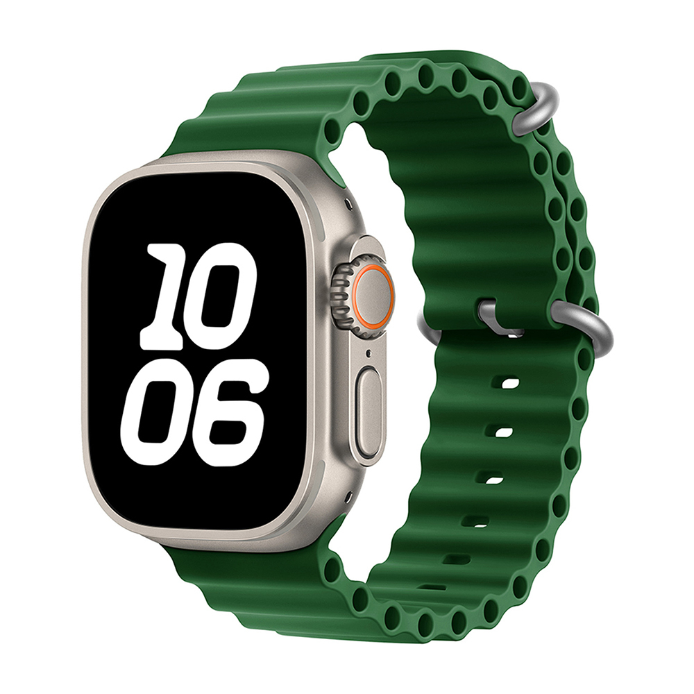 Apple Watch Ultra 49mm Uyumlu Kordon Ocean Silikon Yumuşak Esnek Metal Tokalı Zore KRD-75 Kayış