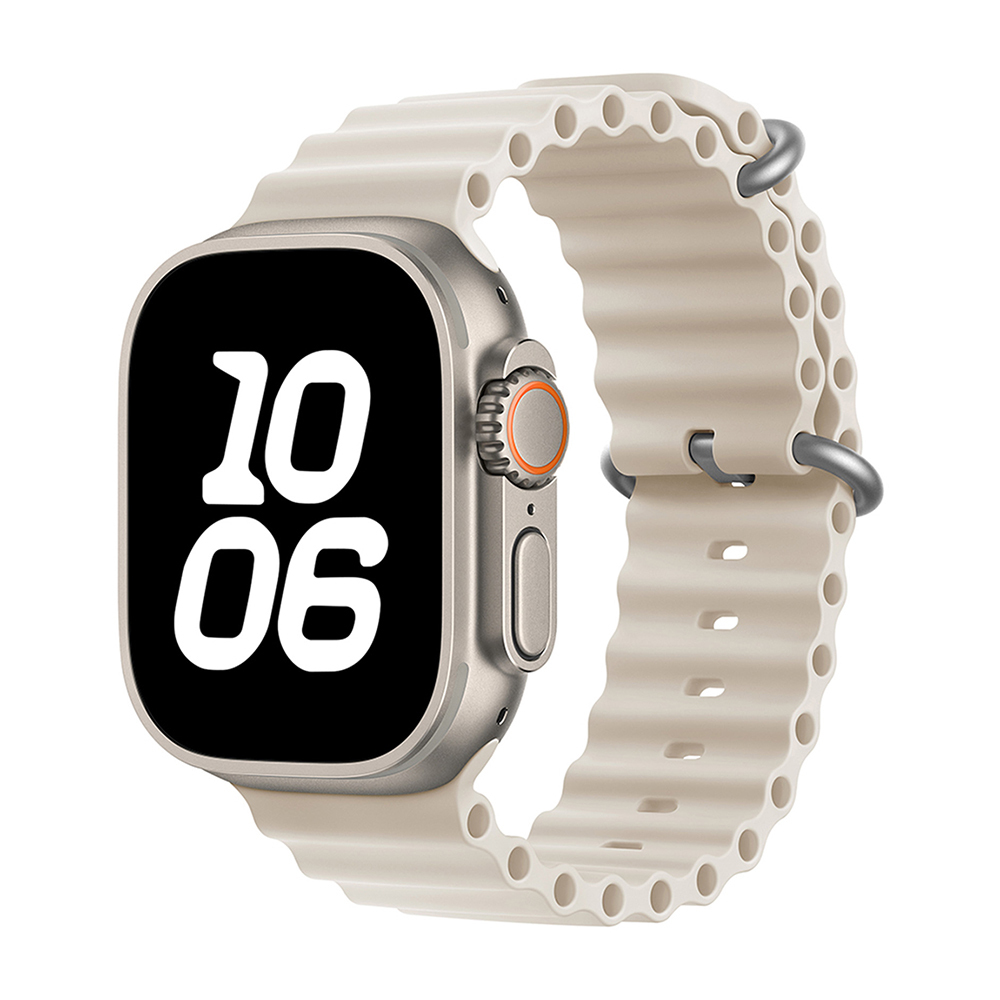 Apple Watch Ultra 49mm Uyumlu Kordon Ocean Silikon Yumuşak Esnek Metal Tokalı Zore KRD-75 Kayış
