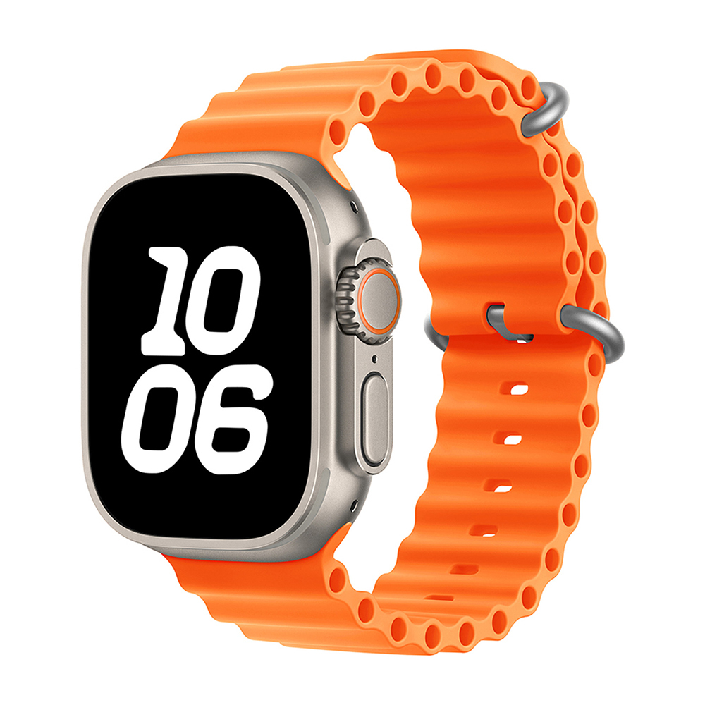 Apple Watch Ultra 49mm Uyumlu Kordon Ocean Silikon Yumuşak Esnek Metal Tokalı Zore KRD-75 Kayış