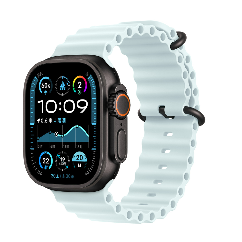 Apple Watch Ultra 49mm Uyumlu Kordon Ocean Silikon Yumuşak Esnek Metal Tokalı Zore KRD-75 Kayış