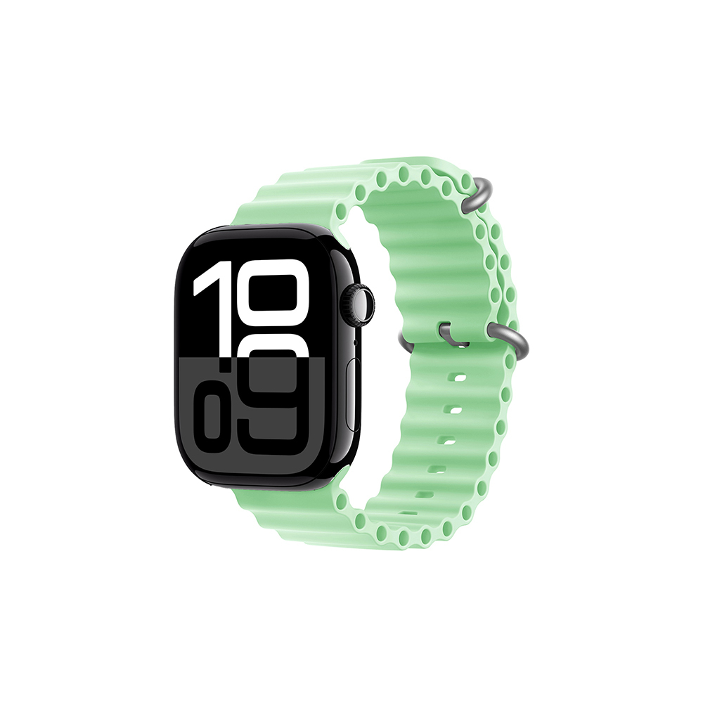 Apple Watch 44mm Uyumlu Kordon Ocean Silikon Yumuşak Esnek Metal Tokalı Zore KRD-75 Kayış