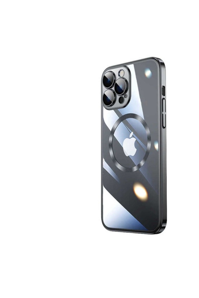 [RNZ-TA80205] Apple iPhone 13 Pro Uyumlu Kılıf Wireless Şarj Özellikli Sert PC Zore Riksos M-safe Kapak (Siyah)