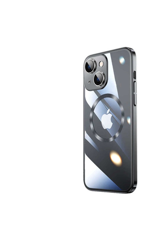 [RNZ-TA80191] Apple iPhone 14 Plus Uyumlu Kılıf Wireless Şarj Özellikli Sert PC Zore Riksos M-safe Kapak (Siyah)