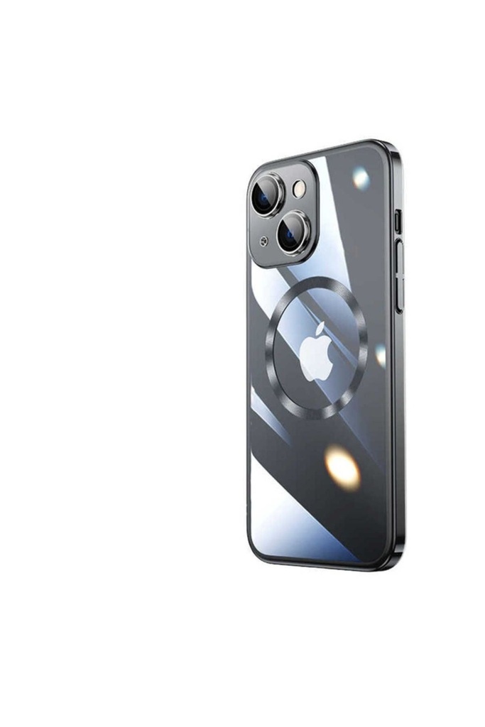 [RNZ-TA80198] Apple iPhone 13 Uyumlu Kılıf Wireless Şarj Özellikli Sert PC Zore Riksos M-safe Kapak (Siyah)