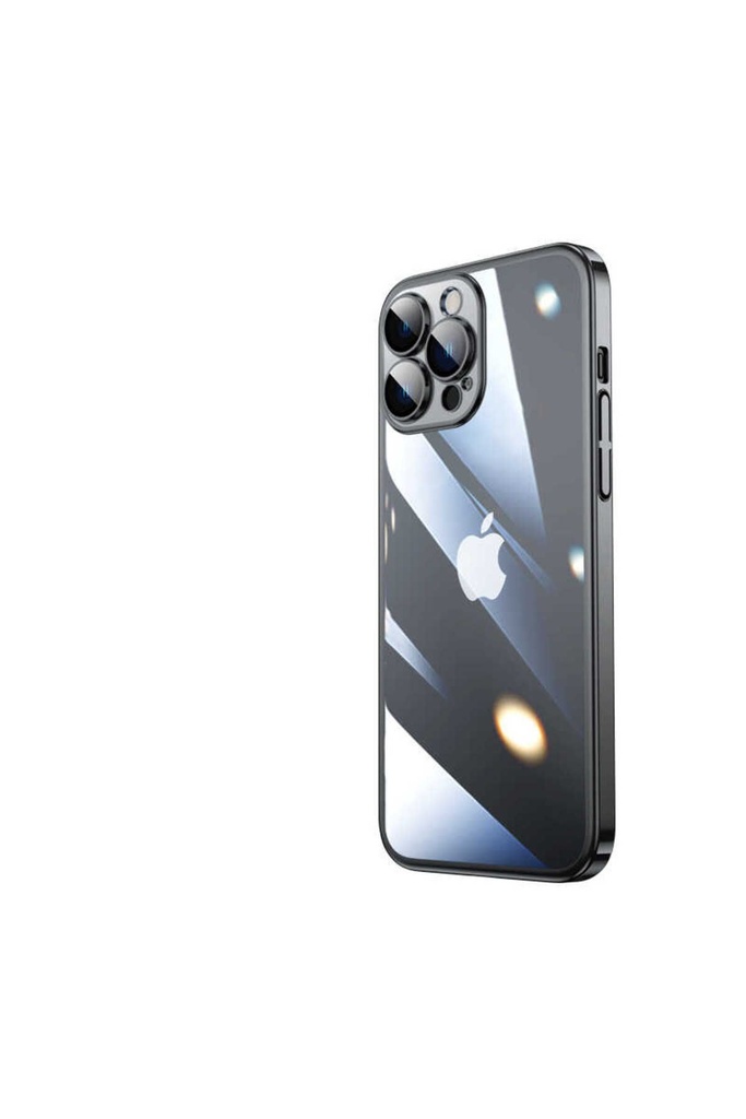 [RNZ-TA80218] Apple iPhone 13 Pro Uyumlu Kılıf Sert PC Renkli Çerçeveli Zore Riksos Kapak (Siyah)