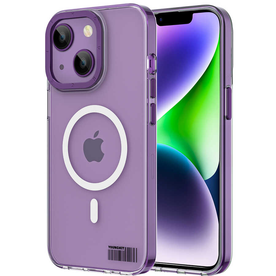 Apple iPhone 14 Plus Uyumlu Kılıf M-safe Şarj Özellikli Youngkit Coloured Glaze Serisi Kapak