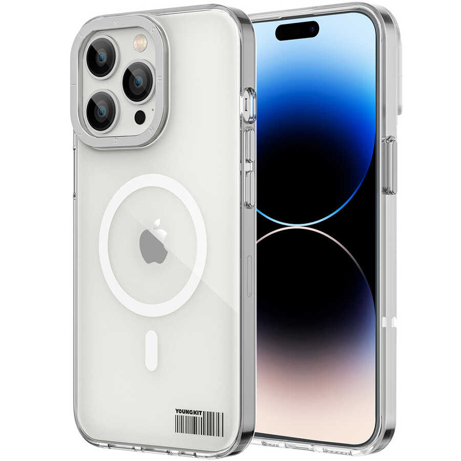 Apple iPhone 14 Pro Uyumlu Kılıf M-safe Şarj Özellikli Youngkit Coloured Glaze Serisi Kapak